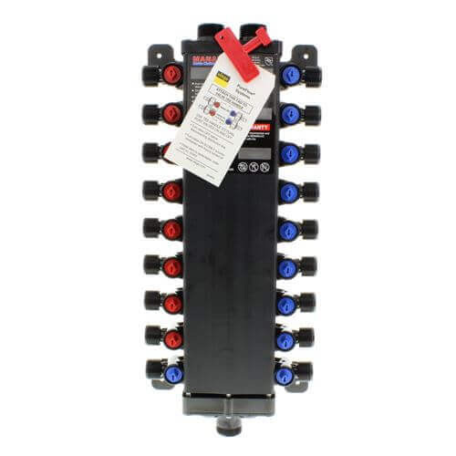 360-degree view of 1/2", 18 Port Compression MANABLOC (8 hot, 10 cold)