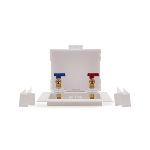 360-degree view of QUADTRO Washing Machine Outlet Box 1/4 Turn Brass Ball Valves (Sweat)