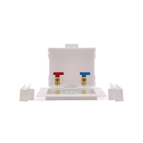 360-degree view of QUADTRO Washing Machine Outlet Box 1/4 Turn Brass Ball Valves (CPVC)