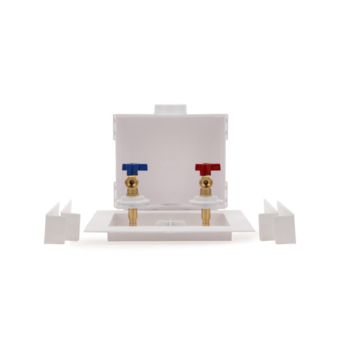 360-degree view of 2" QUADTRO Expansion PEX Washing Machine Outlet Box with 1/4 Turn Valve