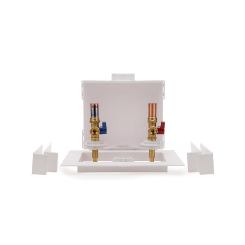 360-degree view of QUADTRO Washing Machine Outlet Box w/ 1/4 Turn Hammer Valve (ASTM F1807 PEX – Standard Pack)