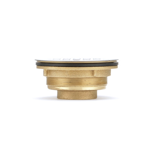 360-degree view of 1-1/2" Threaded Brass Caulk Shower Drain w/Stainless Steel Strainer (101 NPT)