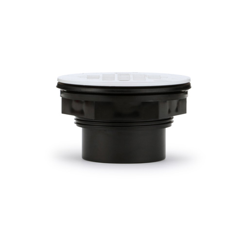 360-degree view of 2" ABS Solvent Weld Shower Drain with White Plastic Strainer