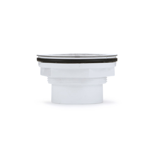 360-degree view of 2" PVC Solvent Weld Shower Drain with Stainless Steel Strainer