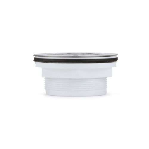 360-degree view of 2" PVC No-Calk Shower Drain with Stainless Steel Strainer
