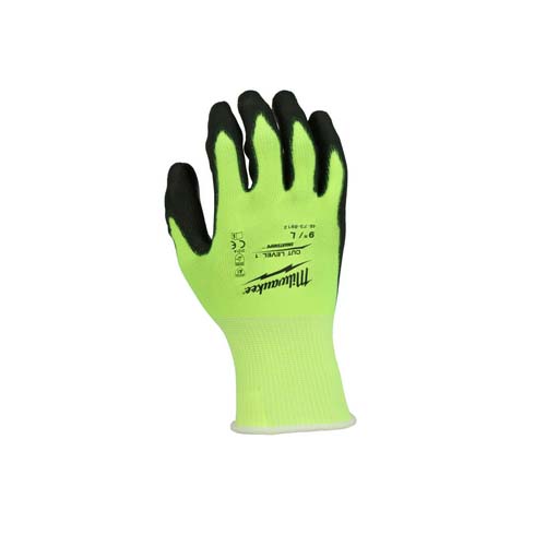 360-degree view of Cut 1 Hight Visibility Polyurethane Dipped Gloves (L)