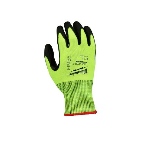 360-degree view of Cut 5 Hight Visibility Polyurethane Dipped Gloves (L)