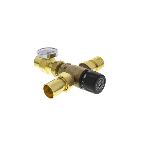 360-degree view of 1" Sweat MIXCAL 3-way Thermostatic Mixing Valve w/ Temperature Gauge & Check Valve