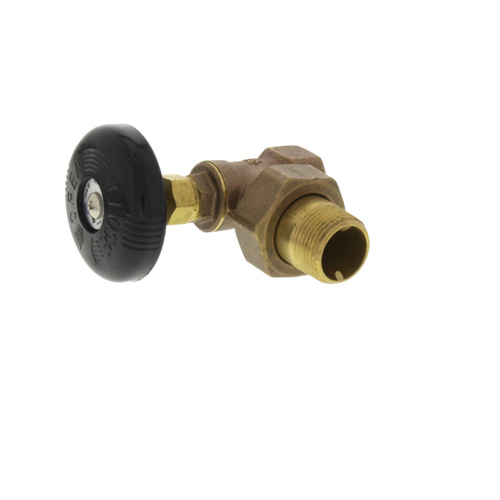 360-degree view of 3/4" (FIP x Male Union) Hot Water Angle Radiator Valve