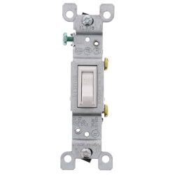 Single-Pole Grounding Toggle Light Switch - White (120V) Product Image