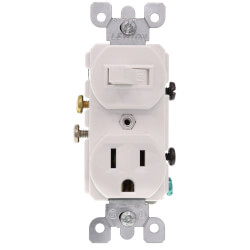 Single Pole Duplex AC Combo Switch, Grounding, 15A - White (120V) Product Image