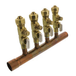 1" Copper Manifold<br>w/ 1/2" Compression Balancing Valves 4 Outlets Product Image
