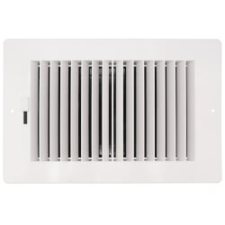 10" x 6" (Wall Opening Size) 2-Way Plastic Sidewall Register, 1/2" (White) Product Image