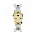 Product Image of Single Receptacle Outlet,  Smooth Face, 15A, 250V Side Wire,NEMA 6-15R, 2-Pole, 3-Wire, Self-Grounding (Ivory)