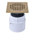 Product Image of 4" PVC Pipe Base General Purpose Drain w/ 6" BR Grate & Square Ring, 72148