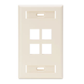 Product Image of Single-Gang Quickport, Wallplate w/ ID Windows, 4-port (Light Almond)