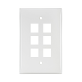 Product Image of Midsize Single-Gang Quickport, Wallplate, 6-port (White)