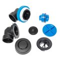 Product Image of True Blue ABS Bath Waste Half Kit w/ Push n' Pull Stopper, Test Kit & Finished Drain Spud (Matte Black)