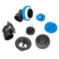 Product Image of True Blue ABS Bath Waste Half Kit w/ Touch Toe Stopper, Test Kit & Finished Drain Spud (Matte Black)