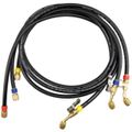 Product Image of 60" Low Loss Black Refrigerant Charging Hose w/ Shut-Off Valve, 1/4" x 1/4" SAE (Set of 3)