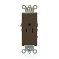Product Image of Decora Plus Single Receptacle Outlet,  Smooth Face, 15A, 125V Back or Side Wire, NEMA 5-15R, 2-Pole, 3-Wire, Self-Grounding (Brown)