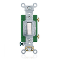 Product Image of 30A, 120/277V, Toggle Switch 1-Pole AC Quiet Switch, Extra Heavy Duty, Self Grounding, Back/Side Wired (White)