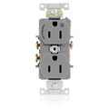Product Image of Duplex Receptacle, Heavy-Duty Industrial, Split-Circuit, 15A 125V 2P 3W (Gray)