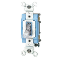Product Image of 15A, 120V Toggle Lighted Handle, Illuminated Off 3-way AC Quiet Switch, Self Grounding, Back & Side Wired, (Clear)