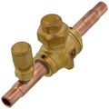 Product Image of 1/4" ODF BVSS-014T Refrigeration Ball Valve w/ Access Valve, Brass Locking Seal Cap, Thread Holes