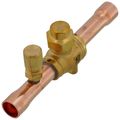 Product Image of 1/2" ODF BVSS-012T Refrigeration Ball Valve w/ Access Valve, Brass Locking Seal Cap, Thread Holes