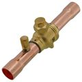 Product Image of 7/8" ODF BVSS-078T Refrigeration Ball Valve w/ Access Valve, Brass Locking Seal Cap, Thread Holes