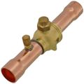 Product Image of 1-1/8" ODF BVSS-118T Refrigeration Ball Valve w/ Access Valve, Brass Locking Seal Cap, Thread Holes