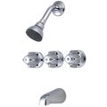Product Image of 1/2" FNPT IPS & Slip-on Combo Tub Spout, 8" Centers, Three Canopy Handle Tub & Shower Set
