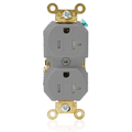 Product Image of Duplex Receptacle Outlet, Extra  Tamper-Resistant, Smooth Face, 20A, 125V Back or Side Wire, NEMA 5-20R, 2-Pole, 3-Wire, Self-Grounding, Gray