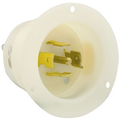 Product Image of 20A, 277/480V 3-Phase Y, NEMA L22-20P, 4P, 5W, Flanged Inlet Locking Receptacle, Grounding (White)