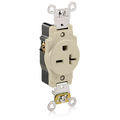 Product Image of Single Receptacle Outlet,  Smooth Face, 20A, 250V Back or Side Wire, NEMA 6-20R, 2-Pole, 3-Wire, Self-Grounding (Ivory)
