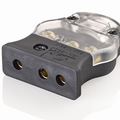 Product Image of 20A, 125V 2-pole, 3-wire, Stage Pin Female Connector Set Screw Terminals (Black) w/ Clear Cover