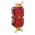 Product Image of Duplex Receptacle Outlet, Extra  Smooth Face, 15A, 125V Back or Side Wire, NEMA 5-15R, 2-Pole, 3-Wire, Self-Grounding, Red