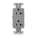Product Image of Decora Plus Isolated Ground Duplex Receptacle Outlet,  Smooth Face, 20A, 125V Back or Side Wire, NEMA 5-20R, 2-Pole, 3-Wire, Self-Grounding, Gray
