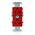 Product Image of Duplex Receptacle Outlet,  Smooth Face, 20A, 125V Side Wire,NEMA 5-20R, 2-Pole, 3-Wire, Self-Grounding, Red