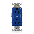 Product Image of Decora Plus Duplex Receptacle, Heavy-Duty Industrial, 20A 125V NEMA 5-20R, 2P 3W (Blue)