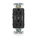 Product Image of Decora Plus Duplex Receptacle, Heavy-Duty Industrial, 15A 125V 2P 3W (Black)