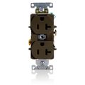 Product Image of Duplex Receptacle Outlet,  Smooth Face, 20A, 125V Back or Side Wire, NEMA 5-20R, 2-Pole, 3-Wire, Self-Grounding (Brown)