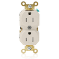 Product Image of Duplex Receptacle Outlet, Extra  Tamper-Resistant, Smooth Face, 15A, 125V Back or Side Wire, NEMA 5-15R, 2-Pole, 3-Wire, Self-Grounding, Light Almond