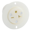 Product Image of 20A, 250V NEMA 6-20r, 2p, 3w, Flanged Outlet Receptacle, Straight Blade, Grounding, Back Wired, Thermoplastic Nylon Strap (White)