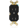 Product Image of Duplex Receptacle Outlet, Extra  Tamper-Resistant, Smooth Face, 15A, 125V Back or Side Wire, NEMA 5-15R, 2-Pole, 3-Wire, Self-Grounding (Black)