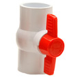 Product Image of 3/4" White PVC Ball Valve w/ T-Handle (Threaded)