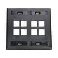 Product Image of Dual-Gang Quickport, Wallplate w/ ID Windows, 8-port (Black)