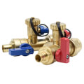 Product Image of 3/4" PEX Crimp x 3/4" FNPT Union Tankless Water Heater Service Valve Pair (Lead Free)