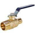 Product Image of T-2005NL 3/4" Forged Brass Ball Valve w/ Lever Handle, Lead Free (MNPT x PEX Crimp)